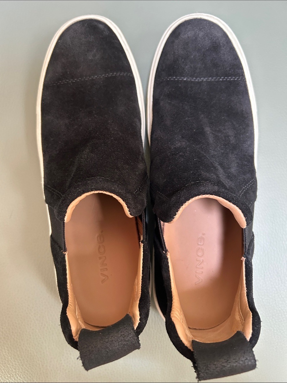Vince Lucio Men’s Black Suede Slip-On Sneakers